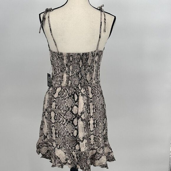 Express Snake Print Ruffles Tank Dress Rayon Size Small ‎ New Flare Short Dress - Picture 8 of 13